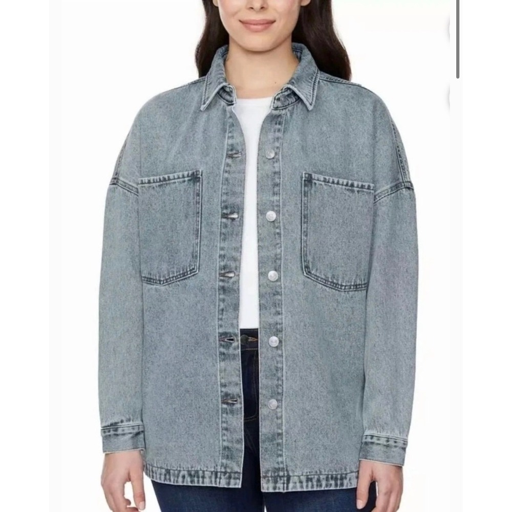 Hudson Los Angeles Womens Oversize Denim Jacket Retro Wash Blue Cotton Small NEW